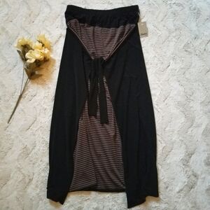 ✨️CL Sophia NYC Black Brown Tie Front Maxi Skirt New S